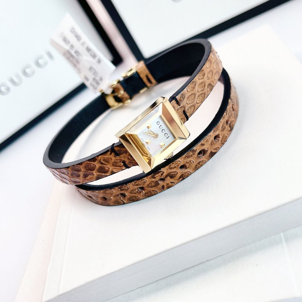 Đồng hồ Gucci G-Frame dây da cuốn 2 vòng Case 22mm