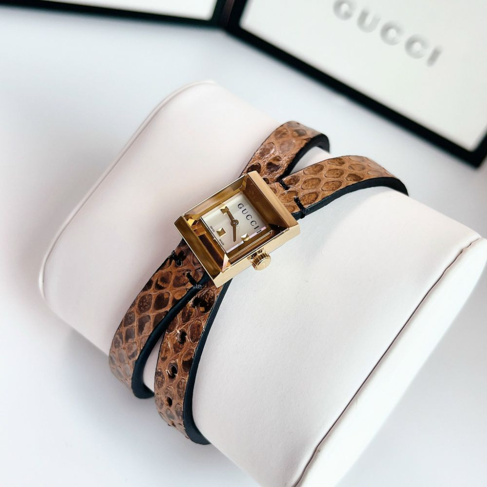 Đồng hồ Gucci G-Frame dây da cuốn 2 vòng Case 22mm