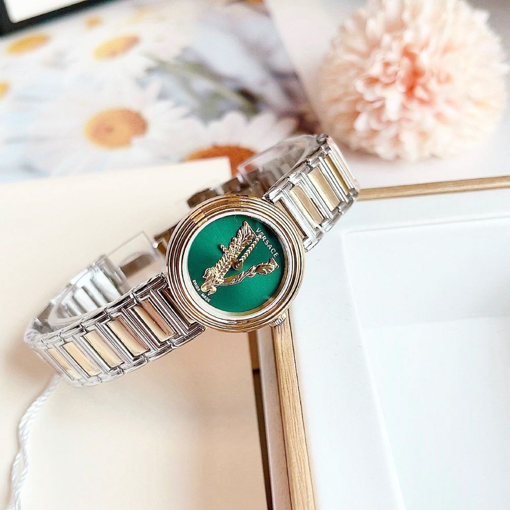 Đồng hồ Versace Virtus Mini Duo Green Dial Two Tone Ladies Watch Case 28mm