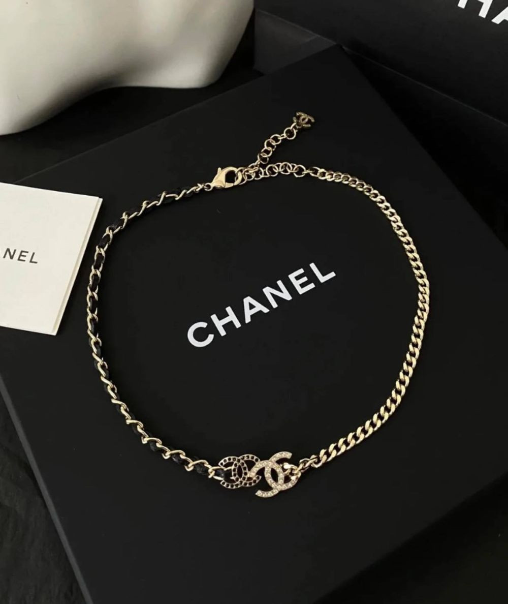 Vòng cổ Chanel dây phối 2 kiểu logo CC