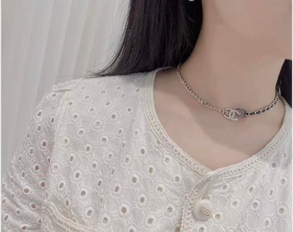 Vòng cổ Chanel dây phối 2 kiểu logo CC