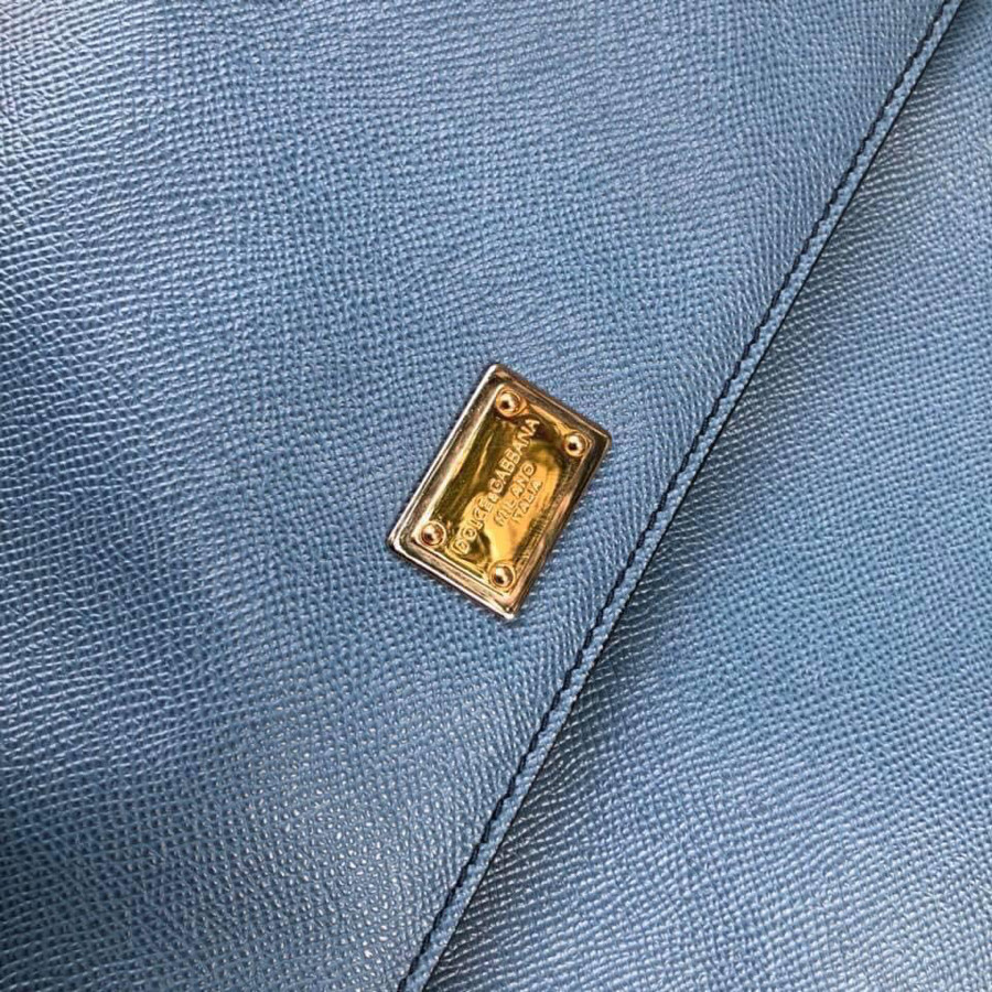 D&G Blue saffiano Leather Sicily Shoulder Large: