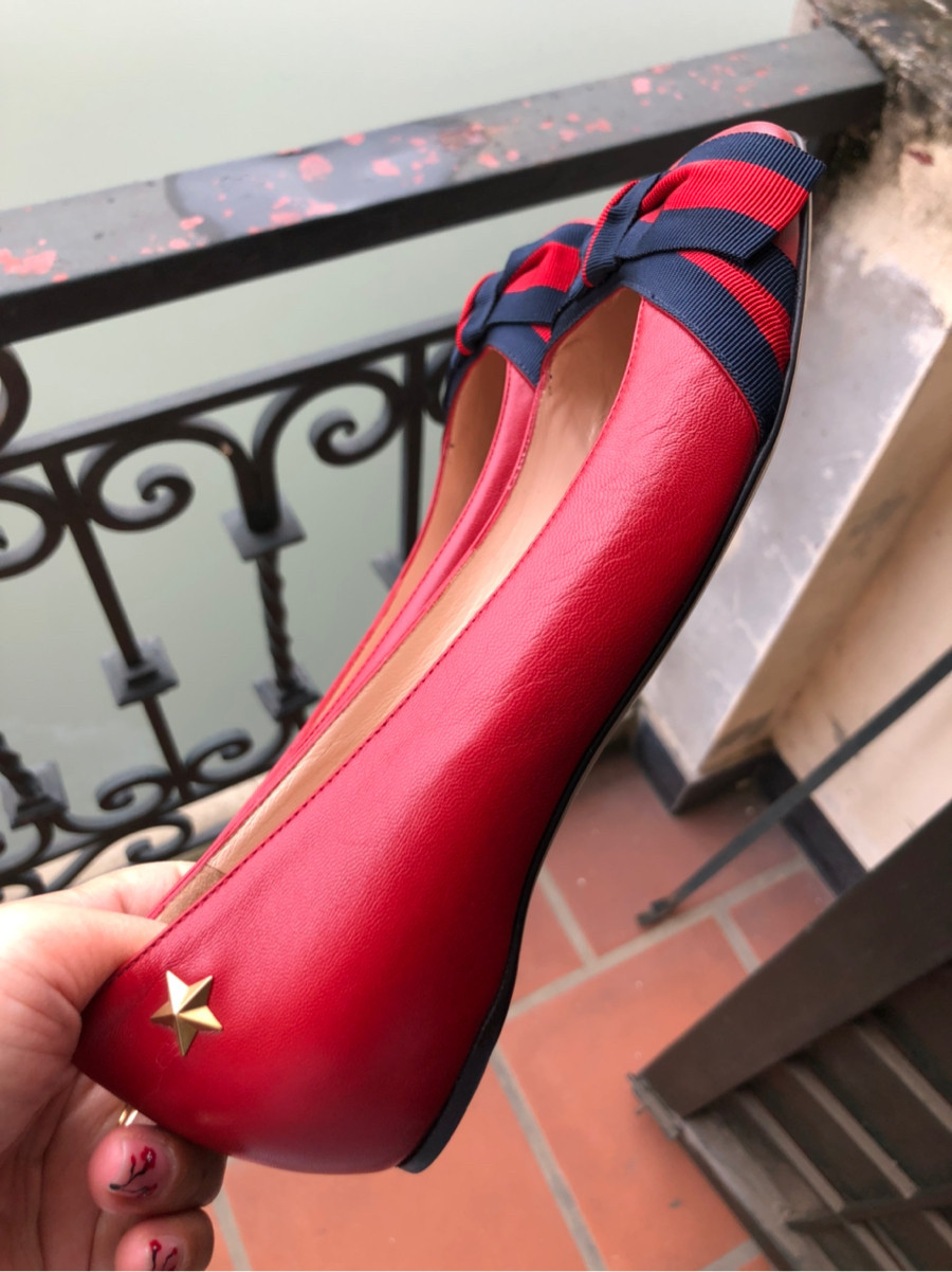 Gucci - web bow detailed flats sz 35,5: