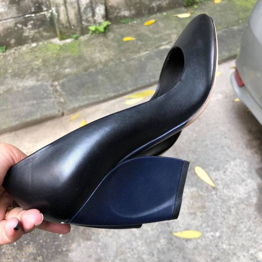 ❤️Dior pump  - black + gót navy điểm phá cách sz 37