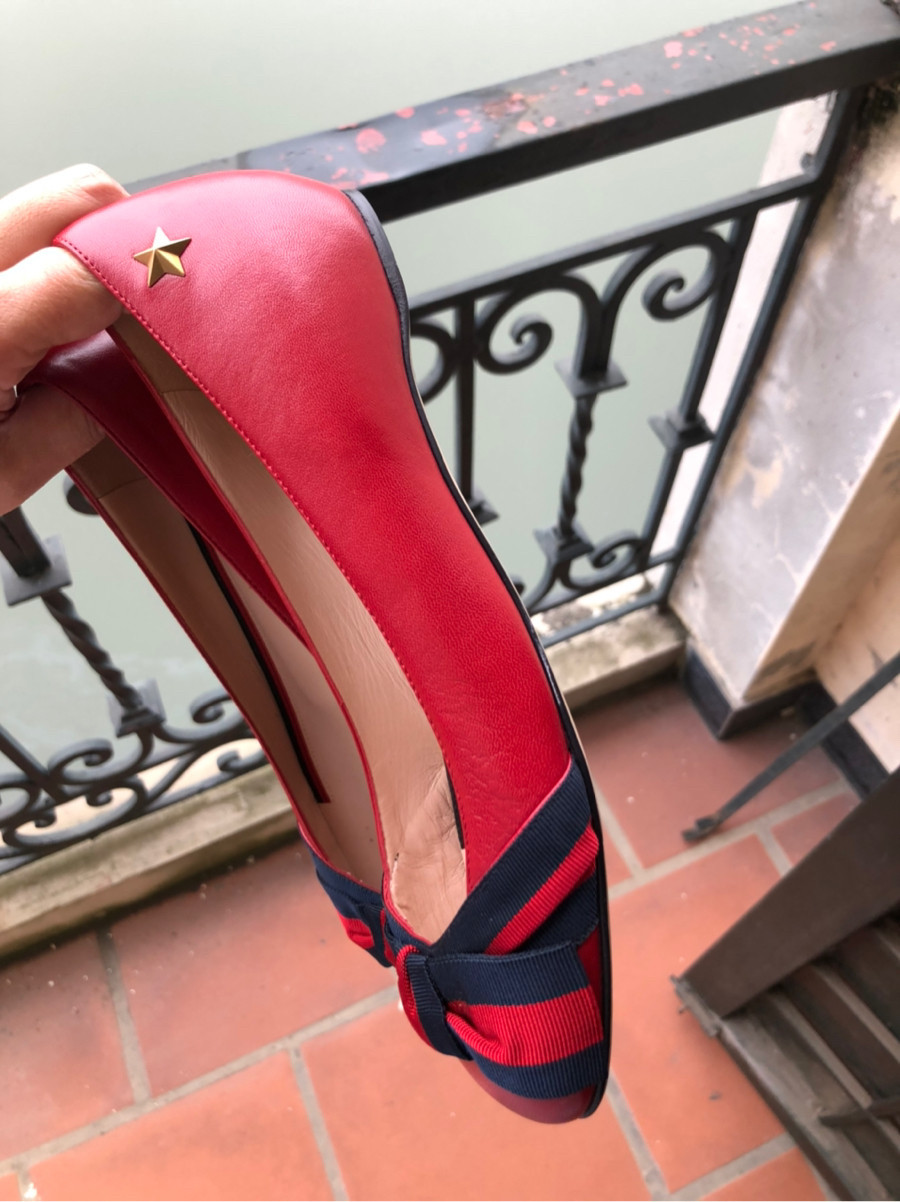 Gucci - web bow detailed flats sz 35,5: