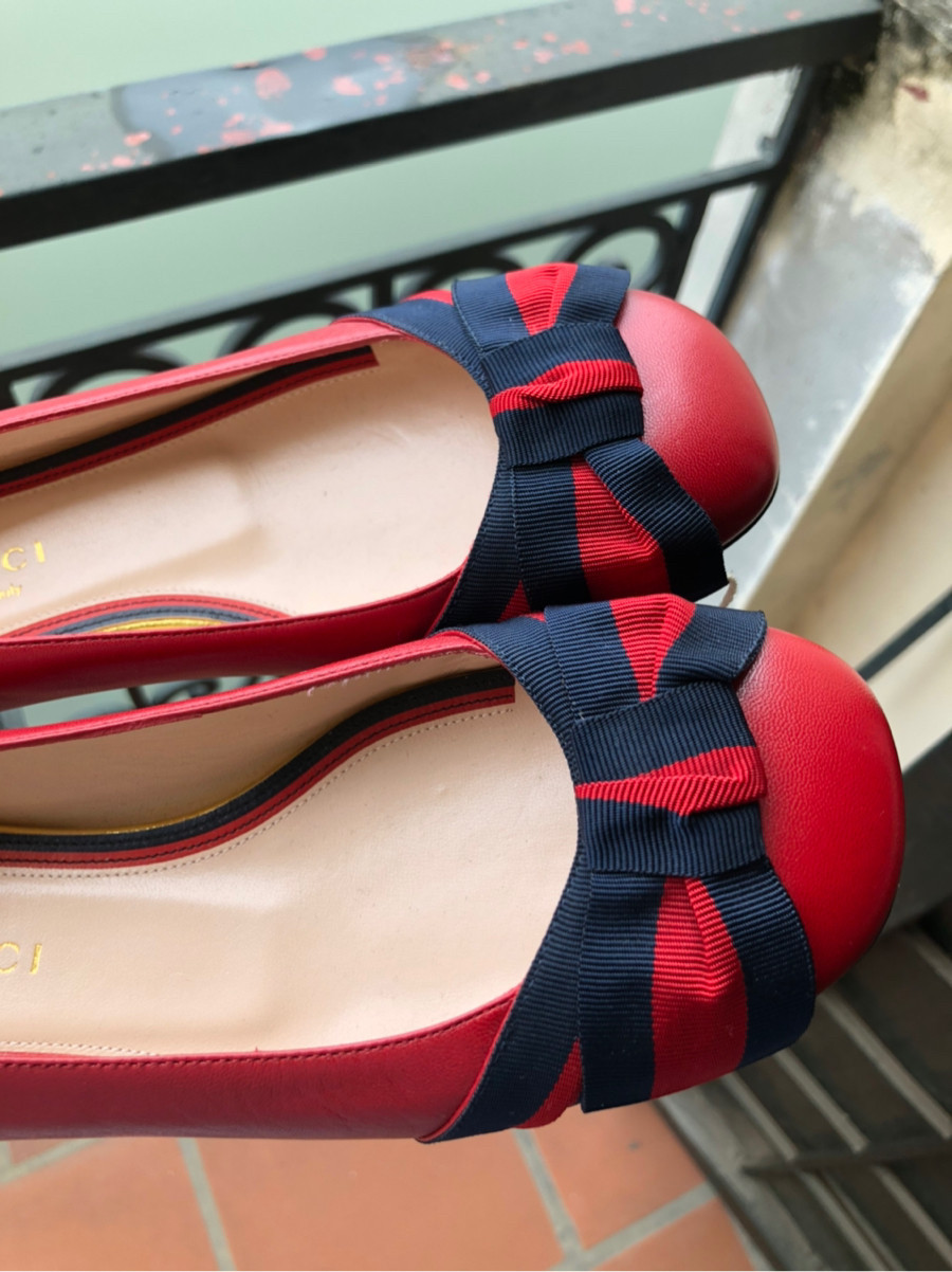 Gucci - web bow detailed flats sz 35,5: