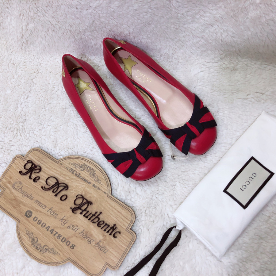 Gucci - web bow detailed flats sz 35,5: