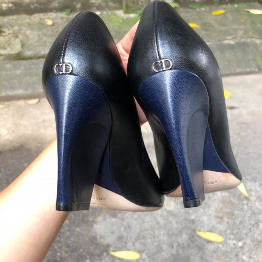 ❤️Dior pump  - black + gót navy điểm phá cách sz 37