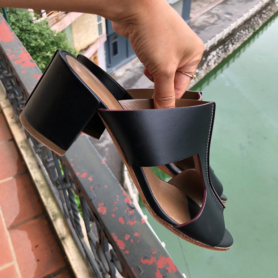 ❤️ Hermes Ostia Sandal calfskin black sz 38: