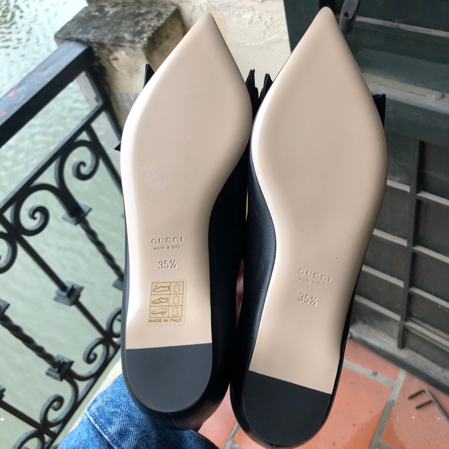 #TVUT ❤️ Gucci Queen Margaret Leather flat In black sz 35,5