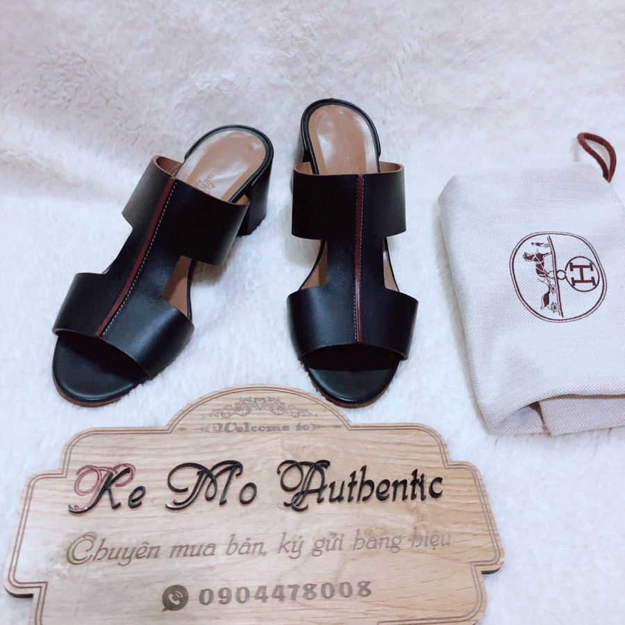 ❤️ Hermes Ostia Sandal calfskin black sz 38: