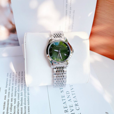 Đồng hồ Gucci G Timeless Green Dial Silver Watch Case 28mm