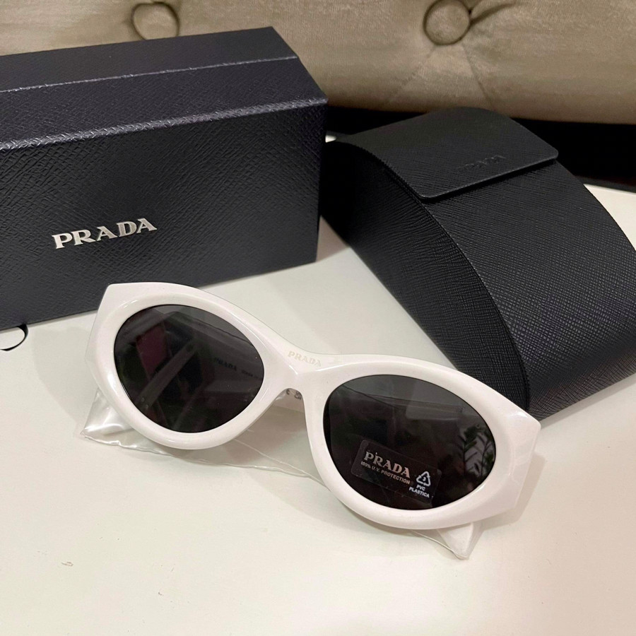 Kính prada trắng gọng logo nổi sz 54 newfullbox