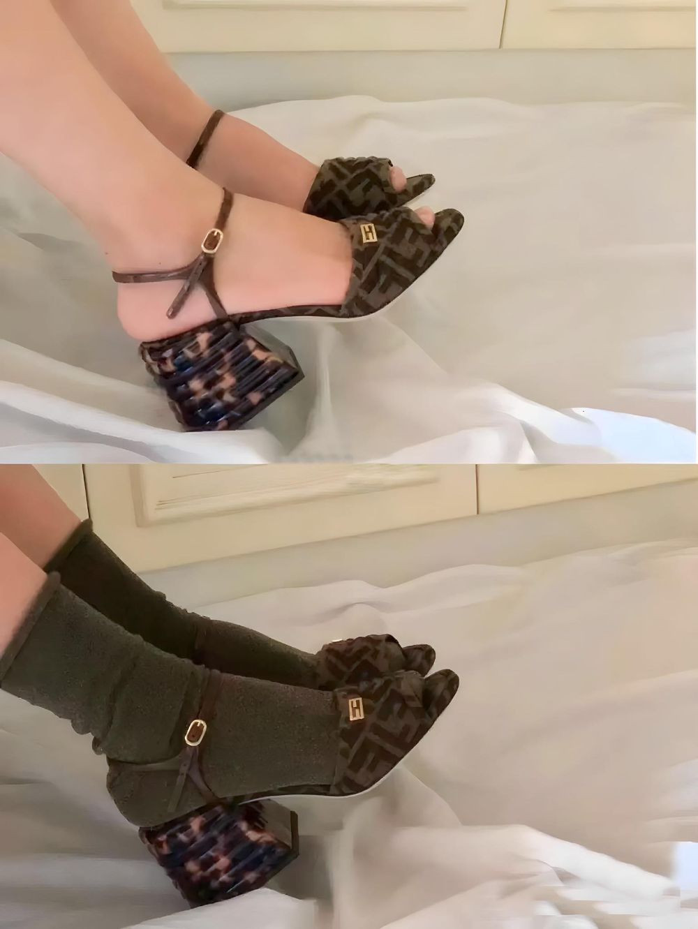 Sandal Fendi màu havana