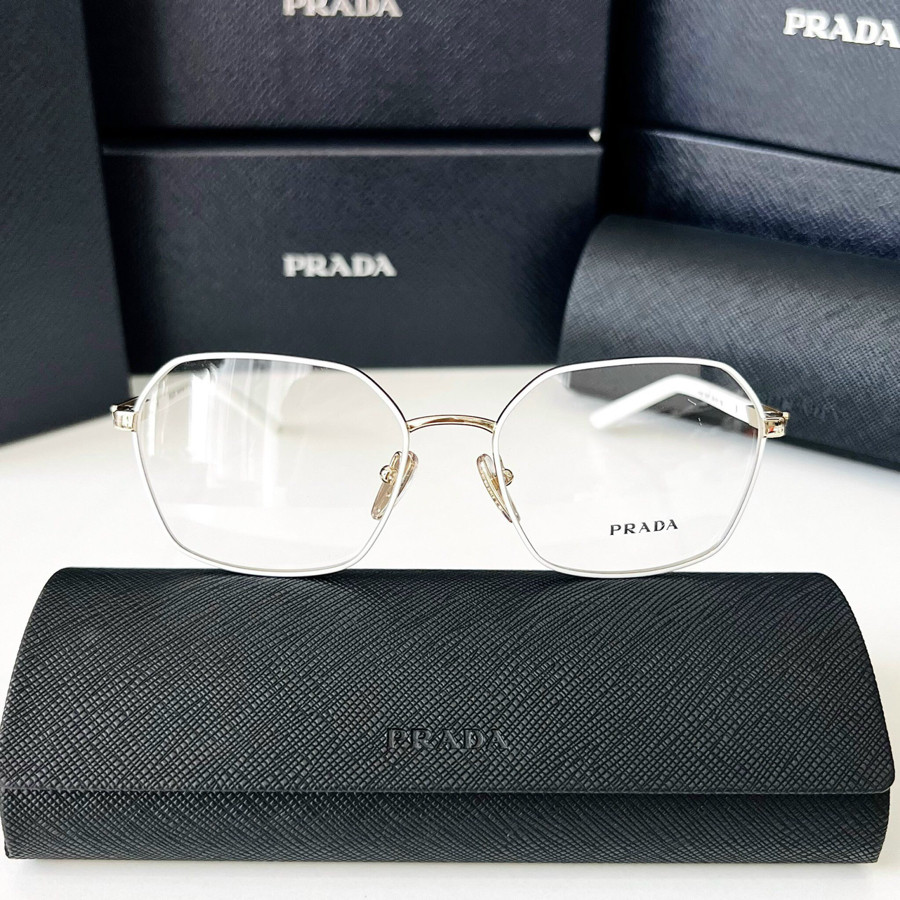 Kính cận PRADA VPR55Y viền trắng cực nổi mặt gọng kim loại siêu nhẹ 🌷