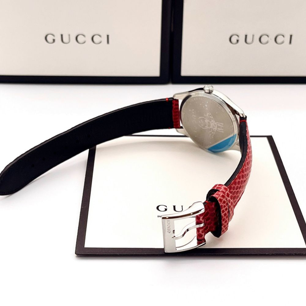 Đồng hồ Gucci G-Timeless Red Mop Dial Red Leather Case 36mm