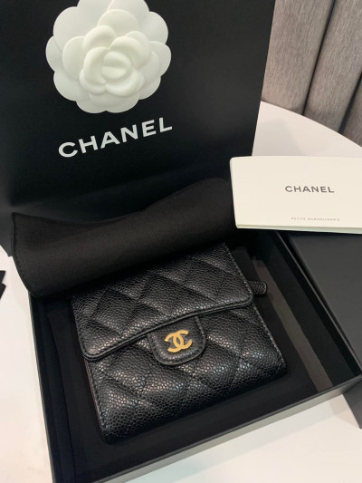 Ví Chanel gập 3 khóa logo CC Gold