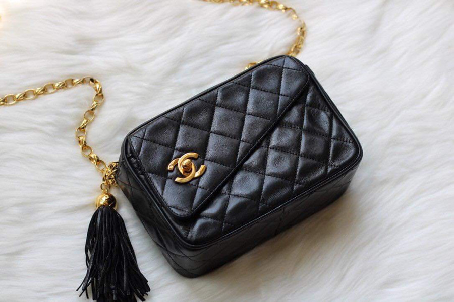 Túi chanel vintage đen sz 19 code 75 kèm card entrupy