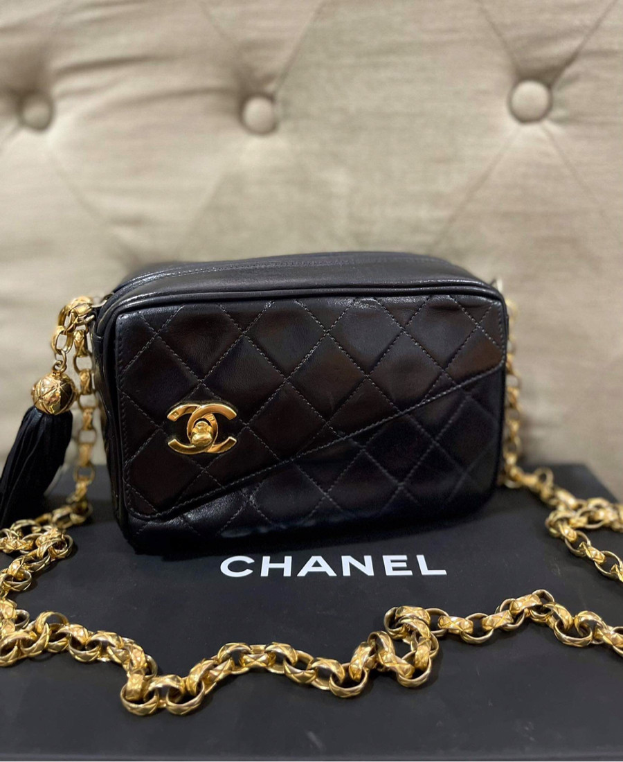 Túi chanel vintage đen sz 19 code 75 kèm card entrupy