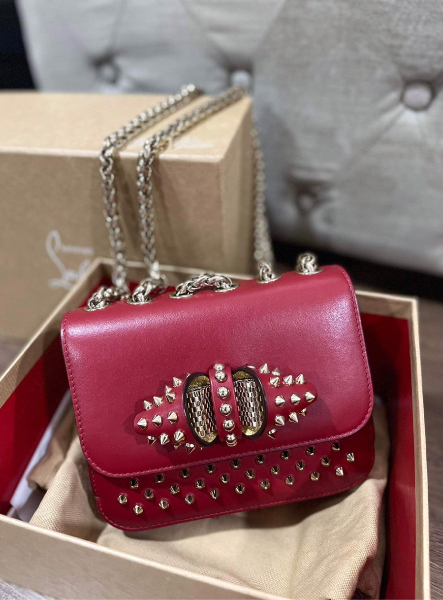 Túi louboutin đỏ nơ đinh sz 18 fullbox