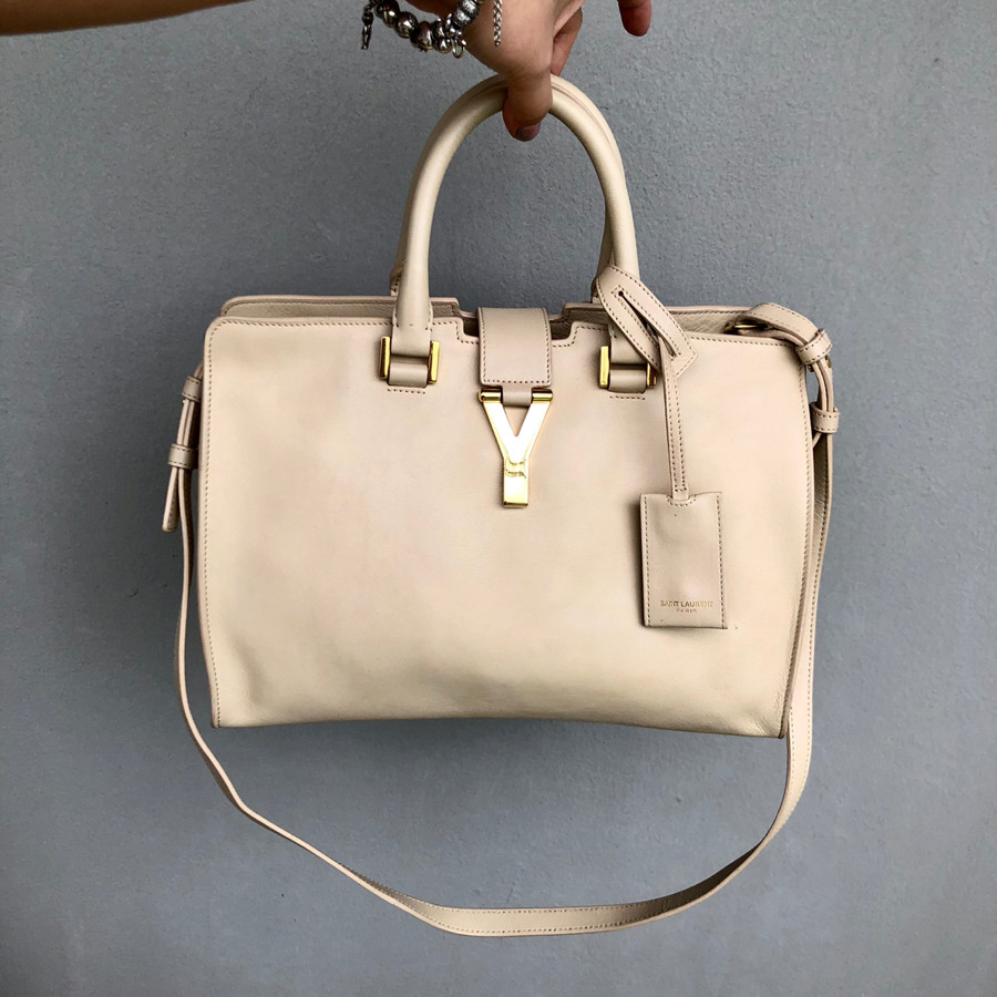 YSL Beige Leather Small Cabas ChYc Bag: