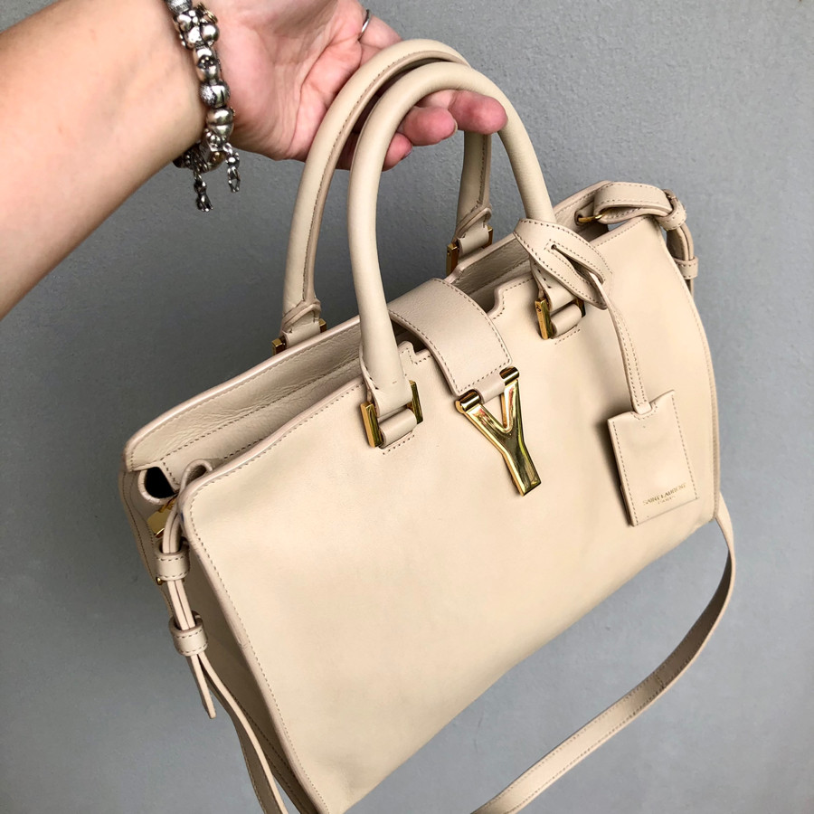 YSL Beige Leather Small Cabas ChYc Bag:
