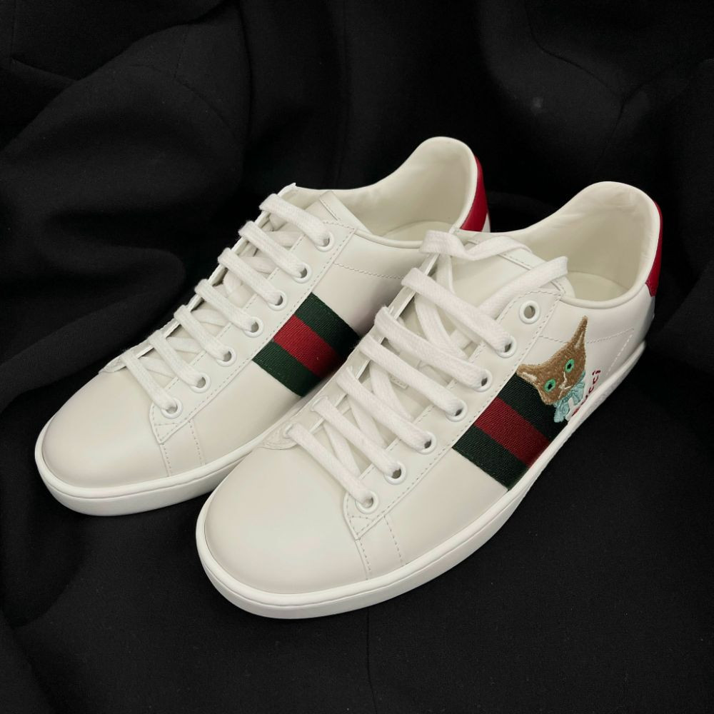 Giày Gucci sneaker mèo nơ xanh