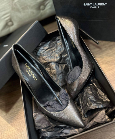 Giày ysl nhũ bạc cao 11p sz 37,5 fullbox