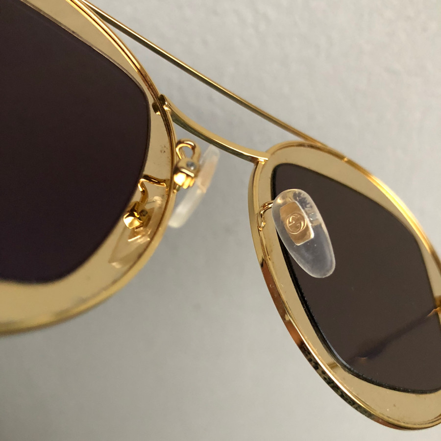 Gucci - Gold GG0105S Gradient Round Sunglasses sz 47-27-145: