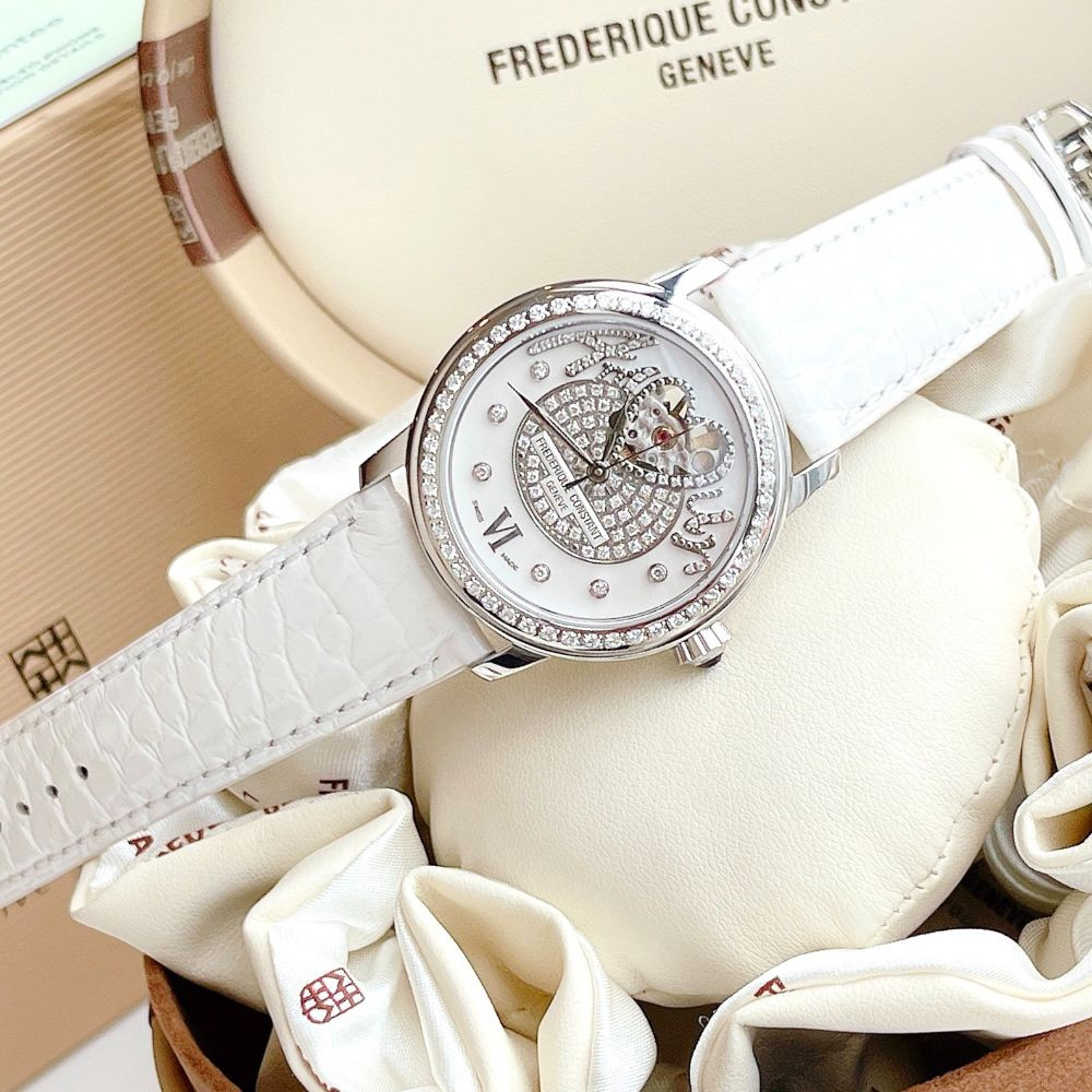 Đồng hồ Frederique Constant  White Guilloche Heart Diamond Ladies Watch Case 34mm