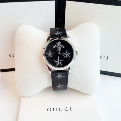 Đồng hồ Gucci G-Timeless Black Dial Black Leather Ladies Watch Case 38mm