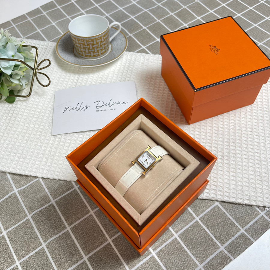 Đồng hồ Hermes da cá sấu trắng