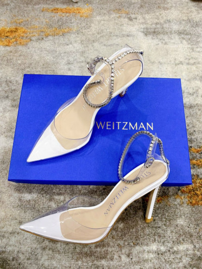 Guốc Stuart Weitzman trắng trong gót 11cm