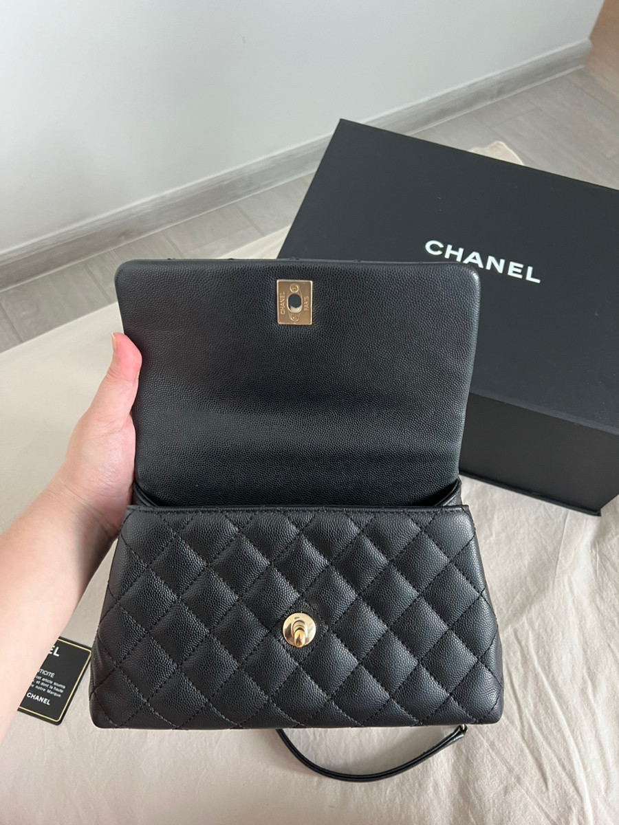 Chanel coco 9.5 black ghw caviar