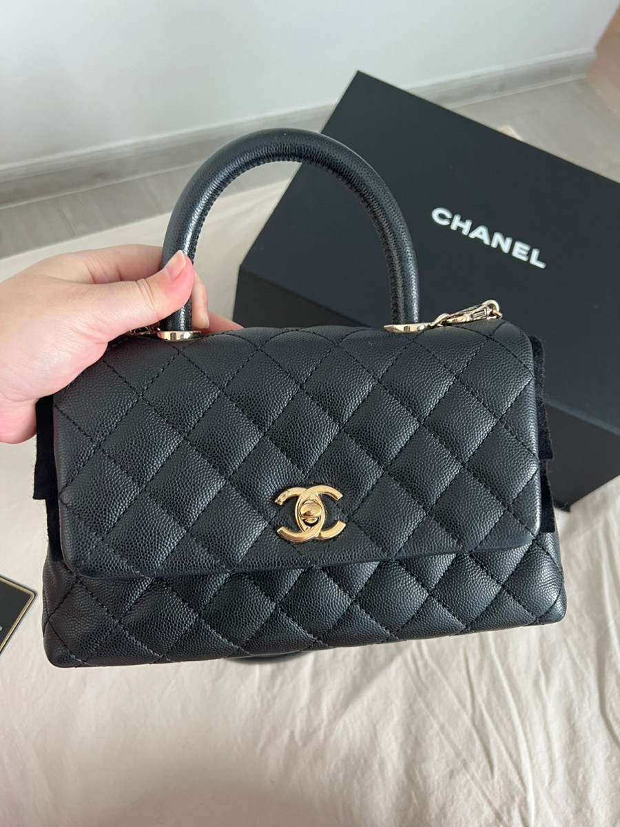 Chanel coco 9.5 black ghw caviar