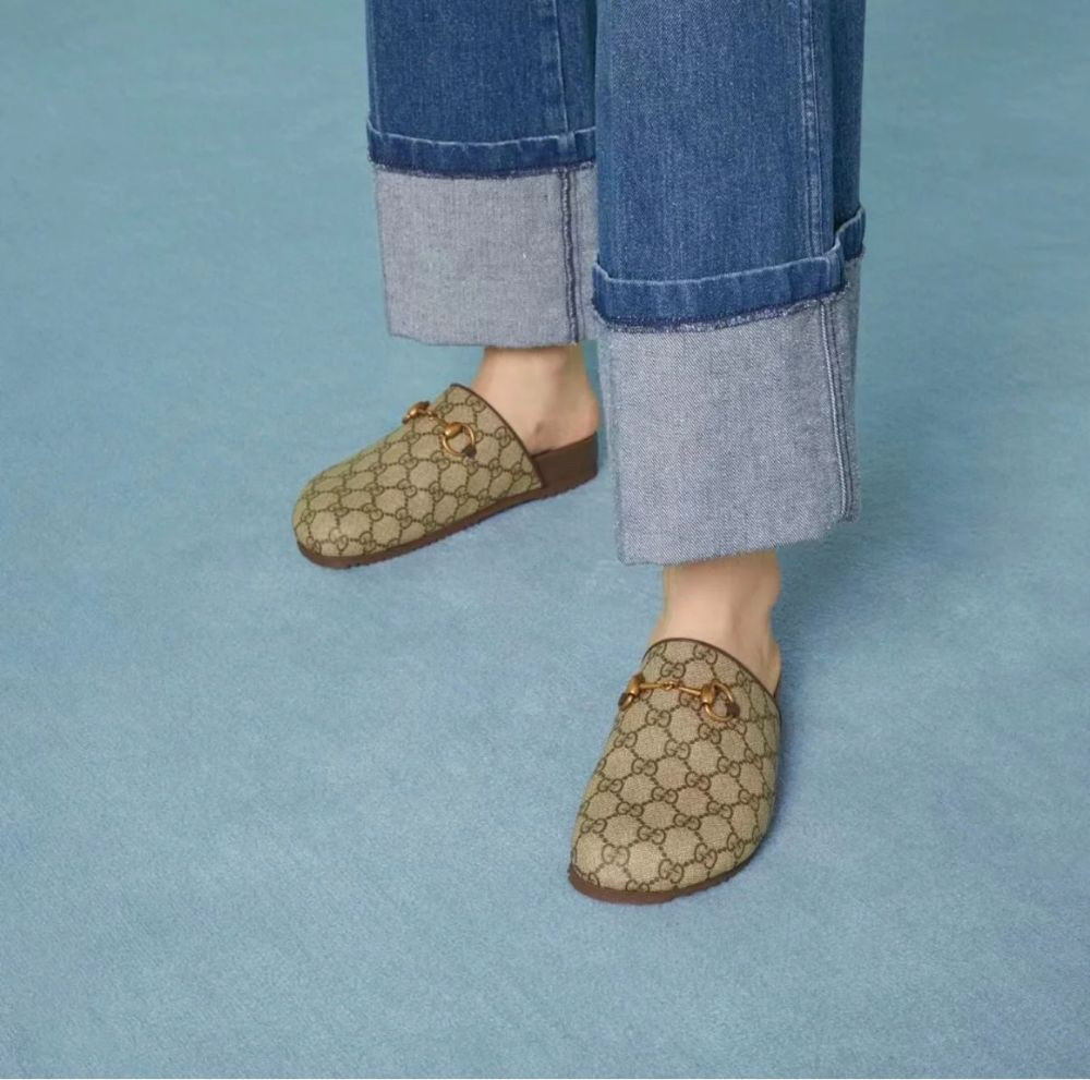 Gucci slipper nam, màu nâu monogram