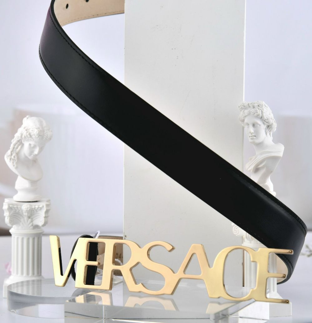 Belt Versace da đen chữ, bản 3cm