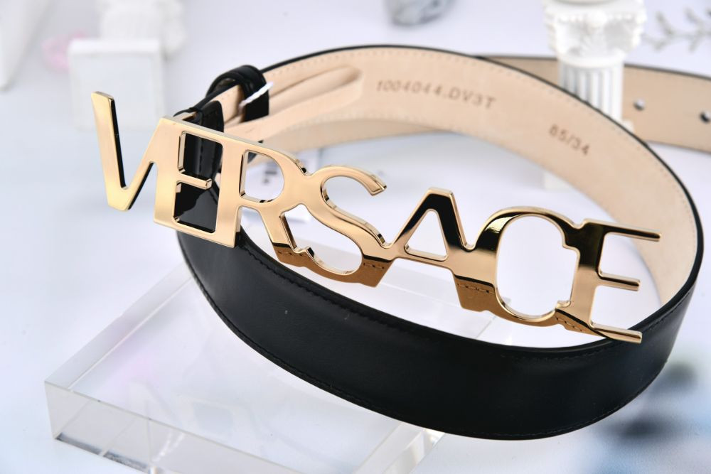 Belt Versace da đen chữ, bản 3cm