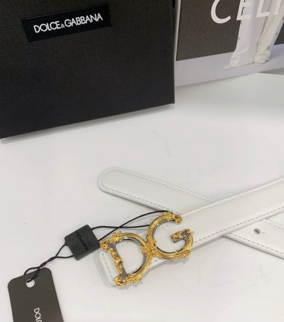 Belt Dolce & Gabbana trắng logo DG bản 2.5cm