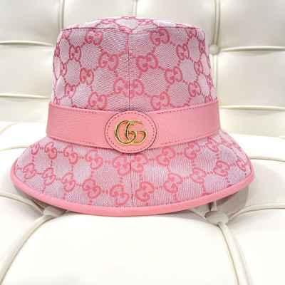 Gucci mũ vành hồng monogram