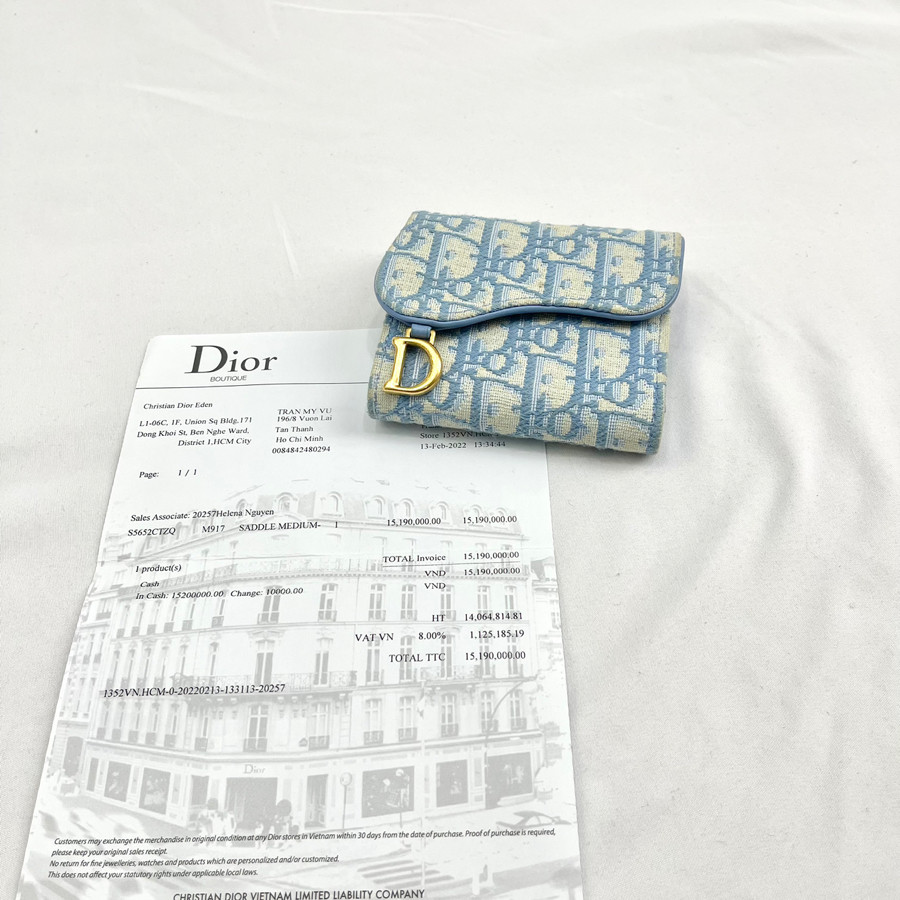 Ví bấm Dior xanh