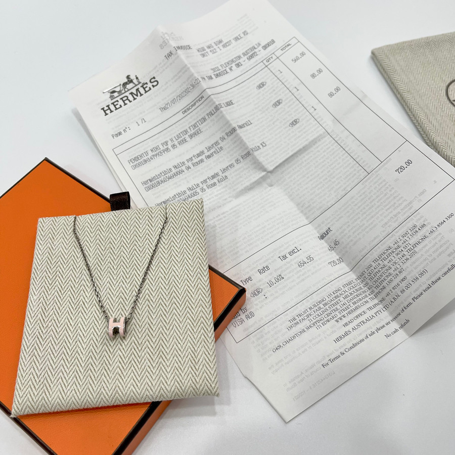 Dây chuyền Hermes hồng mini