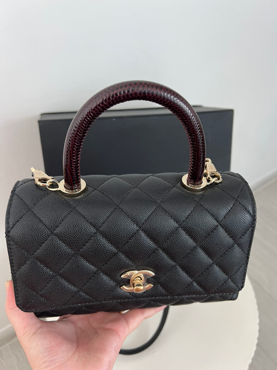 Chanel coco 9.5 lizard handle