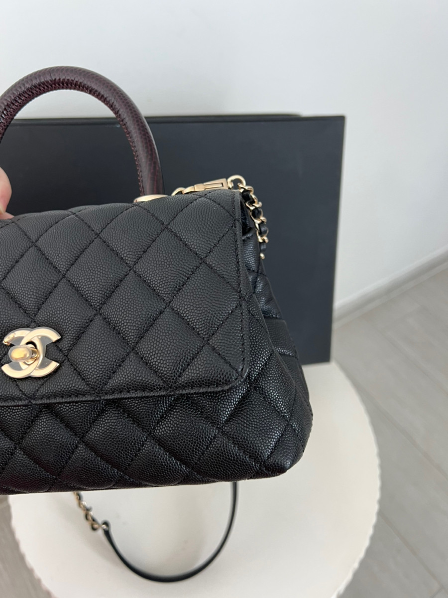 Chanel coco 9.5 lizard handle