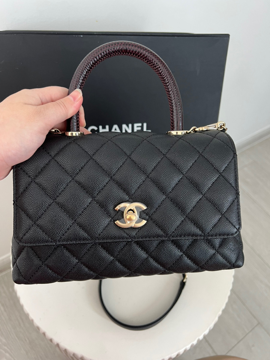 Chanel coco 9.5 lizard handle