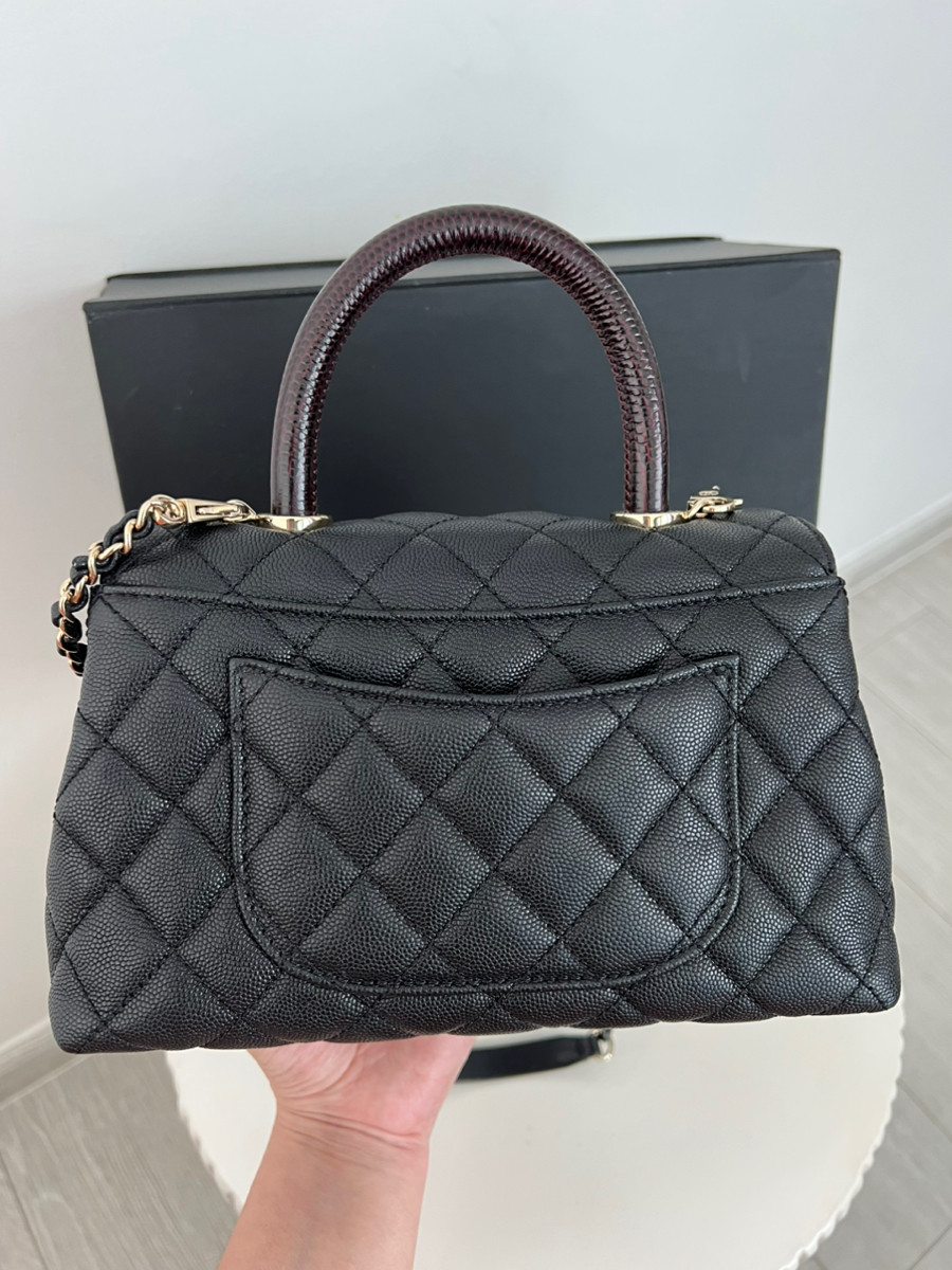 Chanel coco 9.5 lizard handle