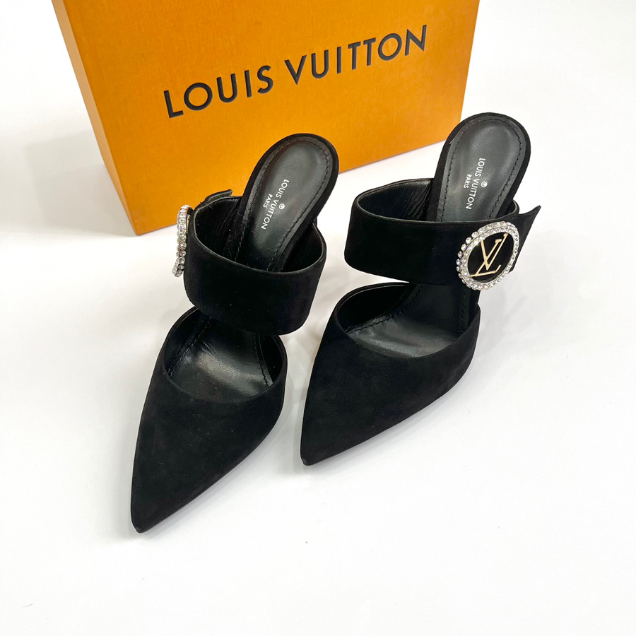 Guốc Louis Vuitton đen nhung