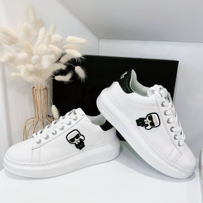 Giày Karl sneaker trắng gót đen
