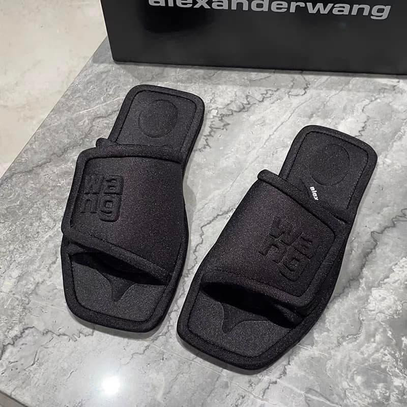 Dép Alexander Wang satin đen