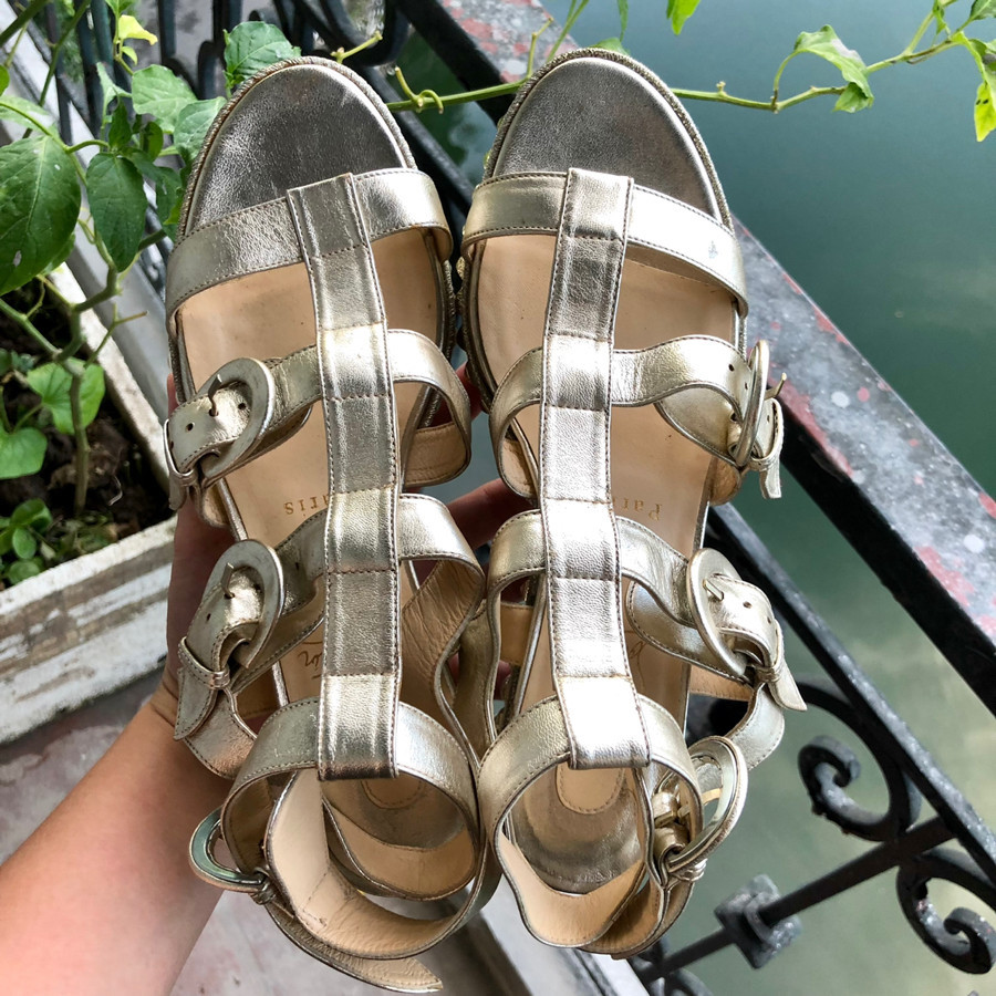 ❤️C.Louboutin - sandal silver metallic sz 38: